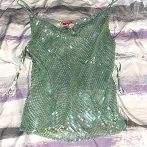 Monsoon light teal sequin tank top size 8